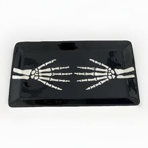 Makery Halloween Black Skeleton Hands Spooky Large Platter 15x8.5in. Rectangle